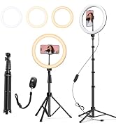 ATUMTEK 12" Selfie Ring Light with 63" Extendable Tripod Stand, Selfie Light with Phone Holder an...