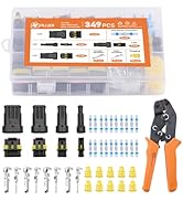 Filluck 349PCS Car Automotive Electrical Wire Connectors 1/2/3/4 Pin 24 Kits Connectors Kit Water...