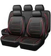 CAR PASS Universal FIT Piping Leather Car Seat Cover, for suvs,Van,Trucks,Airbag Compatible,Insid...