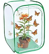 Butterfly Habitat Insect Cage Clear See Through Pop-up Collapsible Butterfly Enclosure-Large 23.6...