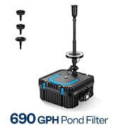 VIVOHOME 690GPH RGB Pond Filter Fountain with 6W LED Lights, 40W Submersible Water Pump with Mult...
