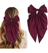 STGDAK Hair Bows Vintage Bow Clips Dark Red Ribbon Bows Barrettes Large Bowknot Clip Satin Bowkno...