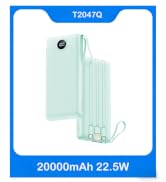 VRURC Portable Charger 20000mAh, Built-in Cables Fast Charging Power Bank, PD QC 3.0 Travel Essen...