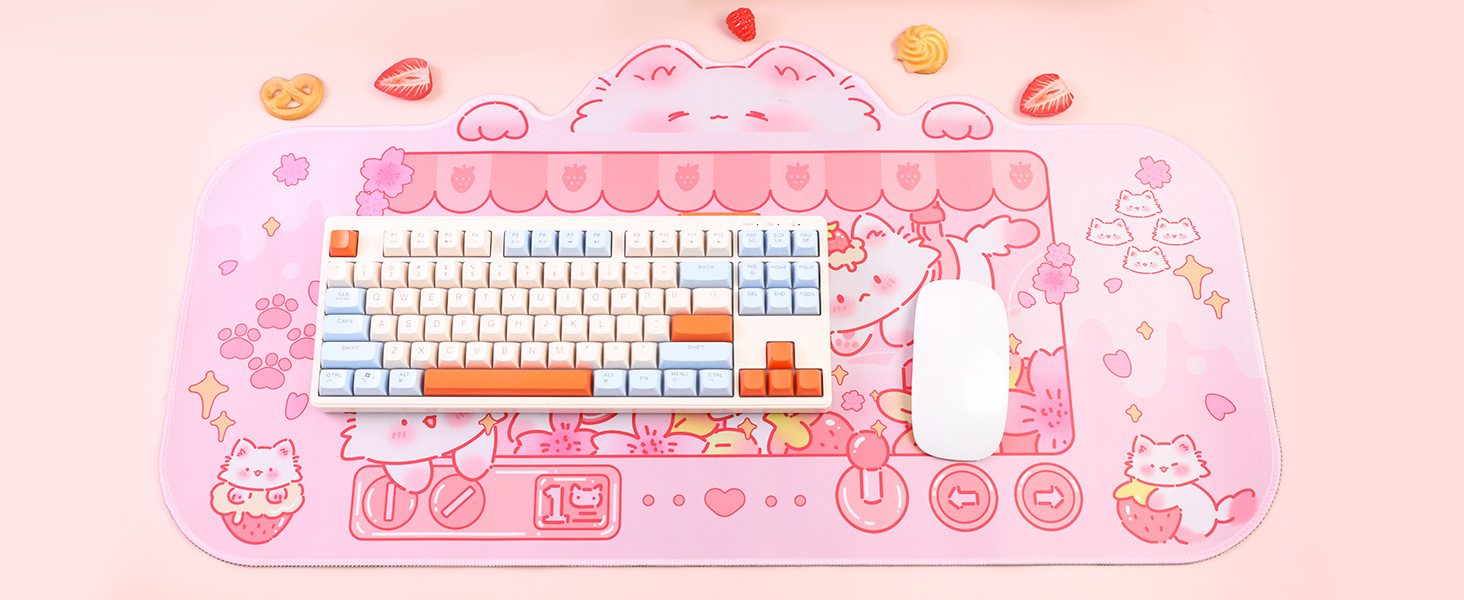 Cute Kitty Desk Mat Kawaii Desk Pad Gaming Mouse Pad Cat Deskmat Mousepad