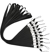 YOUOWO Neck Lanyard Office Nylon woven Black Lanyards Black Straps for Badges Holders with J-Hook...