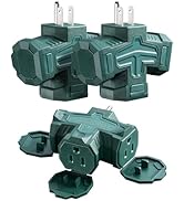 SURAIELEC 3 Way Plug Wall Adapter, 3 Pack Outdoor 1 to 3 Outlet Splitter, Multi Plug Outlet Exten...
