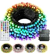 echosari Christmas Lights Battery Operated, 33Ft 100 LED 150+ Scene Modes String Lights Color Cha...