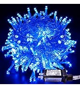 JMEXSUSS 33ft 100 LED Blue Christmas Tree Lights, 8 Modes Blue LED Christmas Lights Indoor, Blue ...