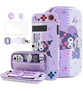 HYPERCASE Purple Carrying Case Set for Nintendo Switch, Cute Switch Travel Accessories Bundle of ...