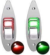 Acelane One Pair Boat Navigation Lights Boat LED Bow Light Teardrop 12V Stainless Steel Marine Si...