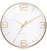 12 Inch Silent Modern Wall Clocks Battery Operated, Wall Clock for Living Room Décor,Gold...