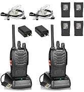 BAOFENG Walkie Talkies Long Range for Adults with 4 Rechargeable Batteries Earpiece, Two Way Radi...