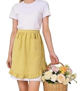 ARBINSON Vintage Maid Apron for Women with Pocket, Half Ruffle Apron for Kitchen Cooking Waitress...