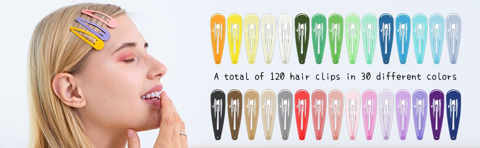 A total of 120 hair clips in 30 different colors