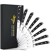 MAD SHARK Steak Knives Set of 8, Premium 4.5-inch Serrated Steak Knife Set, Ultra Sharp German Hi...