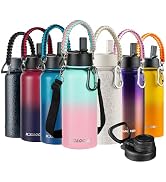 KXIAOCHEN Insulated Water Bottle, Stainless Steel Water Bottle, 2 Lids (Straw and Handle Lid),Wid...