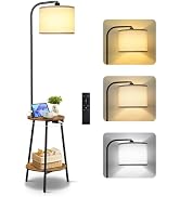 OUTONLIFE Floor Lamp with Round Table, Dimmable LED Standing Lamp with Remote, 3 Color Temperatur...