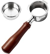 ShanSon Espresso 51mm Bottomless Portafilter with Stainless Steel 3 Ears Filter Basket,Natural Wo...