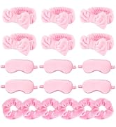 WHAVEL 18 Pcs Sleepover Party Supplies for Girls - Pink Party Favors Include 6 Spa Headband, 6 Si...
