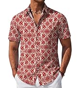 COOFANDY Mens Hawaiian Shirt Short Sleeve Button Down Beach Vacation Shirt Retro Summer Tropical ...