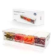 Pikanty Condiment Server Tray with 4 Removable Containers and Lids - Taco Bar, Pizza Bar, Burger ...