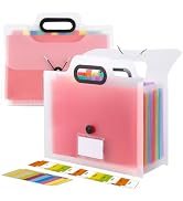 Simpldell 2 Pack A4 Accordion File Folder with Handle | 13 Pocket White Expanding Document Organi...