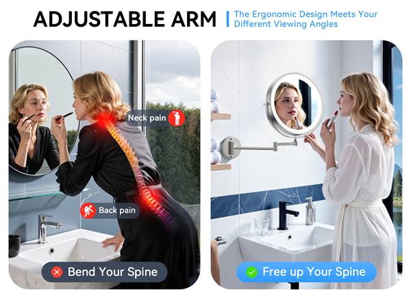 360° rotatable extendable arm for flexible viewing angles
