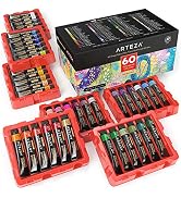 Arteza Gouache Paint, 60 Colors, 12ml, 0.4 US fl oz Tubes, Water-Based Paint for Canvas and Paper...