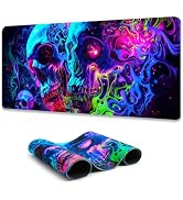 Simpkeely Horror Skull Mouse Pad, Large Waterproof Blacklight Colorful Skeleton Neon Gaming Non-S...
