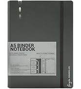 CAGIE A5 Binder 6 Ring Notebook with Dividers Refillable Planner Binder with Pockets, Refill Pape...