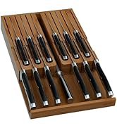 Domax Bamboo In-drawer Knife Block - Knife Drawer Organizer Insert Large Handle Steak Knife Holde...