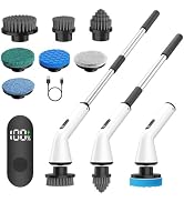 Electric Spin Scrubber for Bathroom,Power Cleaning Brush with 7 Replaceable Brush Heads, Adjustab...