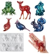 Actvty Animal Keychain Molds for Resin Casting, Animals Shaped Key Chain Silicone Molds with Hole...