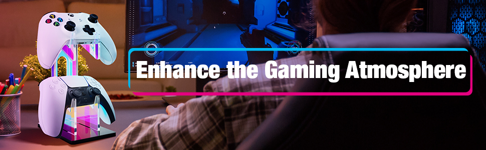 Iridescent Acrylic 2-Tier Universal Game Controller Holder Stand for PS5 Xbox ONE Switch