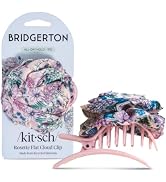 Bridgerton x Kitsch Medium Satin Rosette Flat Hair Clips for Women - Stylish Flat Claw Clips, Str...