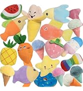 GZQKUSO 19 Pack Puppy Squeaky Dog Toys Set Plush Puppies,Cute Chew Pets Dog Toy with Squeakers fo...