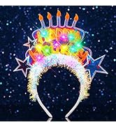 JEAIRTS Light Up Happy Birthday Headband Glow Led Star Birthday Crown Celebration Hair Accessories