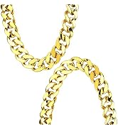 Hip Hop Chunky Gold Chain 2 Pack,32 Inch Plastic Gold Necklace 80s 90s Punk Turnover Necklace Men...