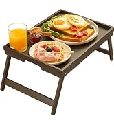 Bamboo Bed Tray Table with Foldable Legs, Breakfast Tray for Sofa, Bed, Eating, Working, Used As ...
