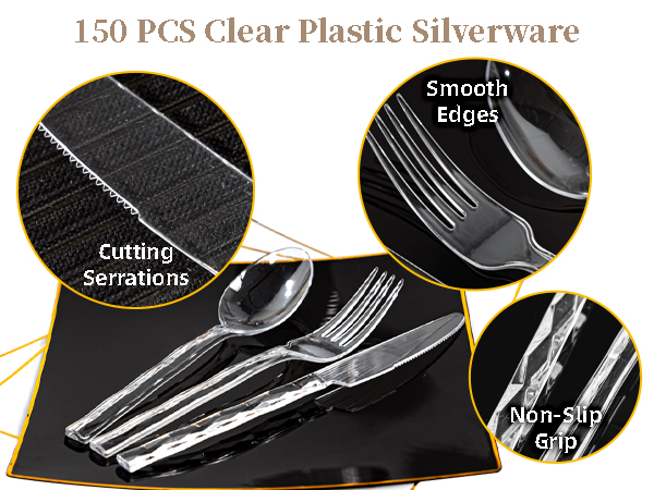 Lullaby 300pcs clear plastic silverware