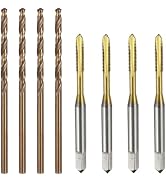 8Pcs Metric Tap & Drill Bit Set,M3×0.5 Spiral Point Thread Tap,2.5mm Twist Drill Bits Roasted Yel...
