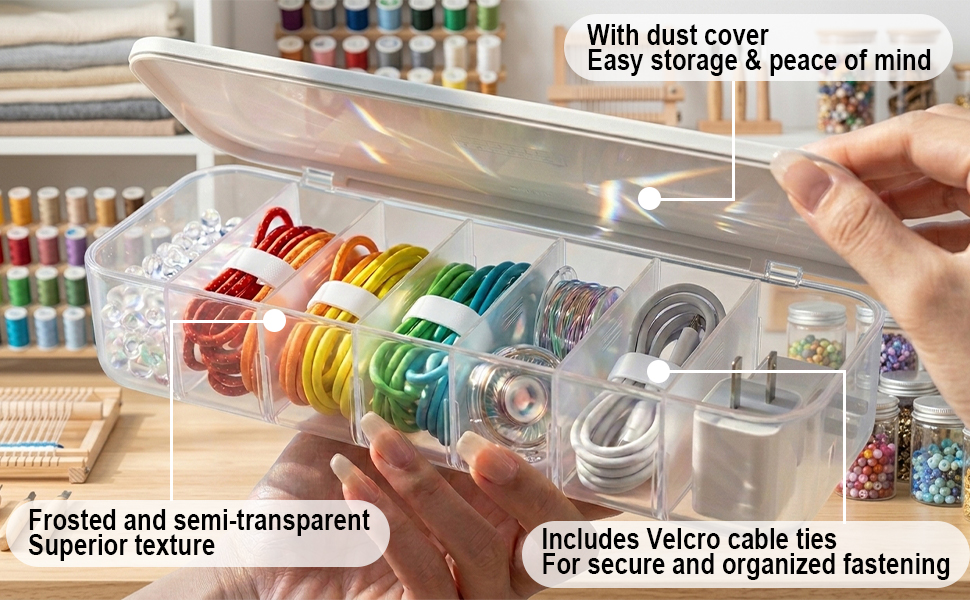 Desktop Cord Management Storage Case with Lid