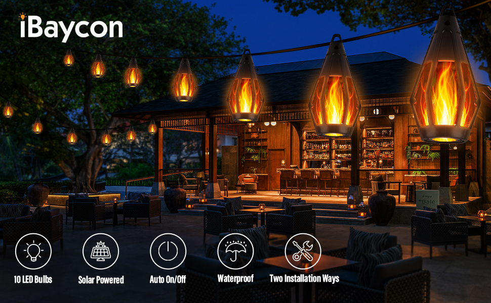 solar flame lights outdoor