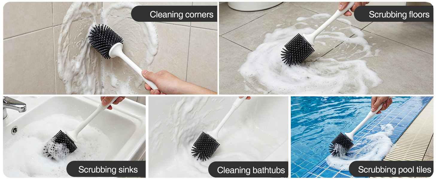 silicone toilet brush and holder