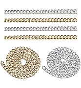 Pandahall 6.56 Feet Aluminium Curb Chains Unwelded Links 16.5x13x3.5mm Golden & Silver Plated Twi...