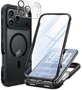 seacosmo Magnetic for iPhone 18 17 Pro Max Case Glass Protector Black Matte | Full Body Bumper, B...
