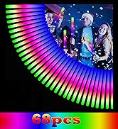 EXCECAR 68PCS Foam Glow Sticks, LED Light Up Foam Sticks with 3 Modes Flashing Changing, Glowing ...