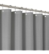 THAIGEE 2-in-1 Waterproof Fabric Shower Curtain - No Separate Liner Needed, Hotel-Style Waffle We...