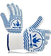 QUWIN BBQ Gloves, Oven Gloves 1472? Extreme Heat Resistant, Grilling Gloves Silicone Non-Slip Ove...