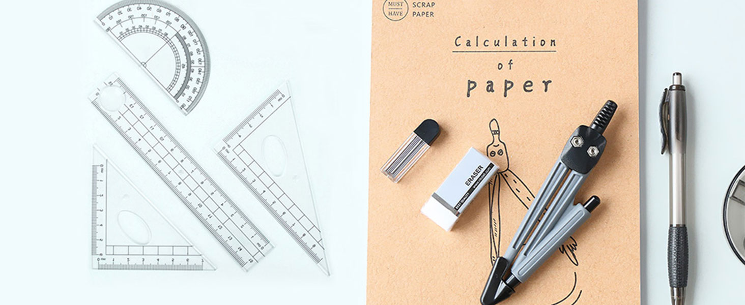 geometry set, math supplies, protractor and compass set, middle school supplies